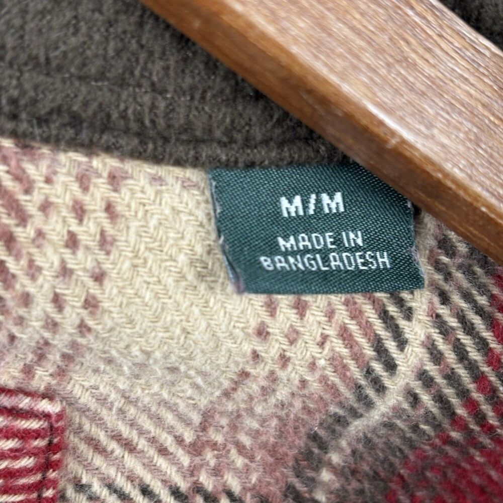 Orvis Men’s Medium Shacket Long Sleeve Shirt Red Beige Pocket Button Up Heavy - Picture 5 of 13